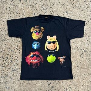 VTG RARE 90s Muppets 6 Character Shadow Black Out T-Shirt XL Rap Kermit Animal